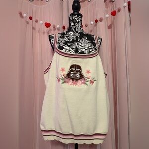 Cream Tank Top with Darth Vader Embroidery